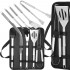 Set ustensile gratar 5 piese, inox, cu husa transport, 37x14x5 cm, argintiu [11]