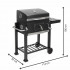 Gratar pe carbuni cu raft lateral pliabil, suport reglabil pentru carbuni, termometru, 114x52x106 cm, negru [34]