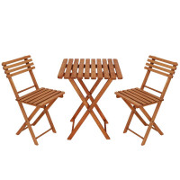 Set mobilier balcon sau terasa din lemn de fag, pliabil, masa 52x51x65 cm si 2 scaune, maro Set mobilier balcon sau terasa din lemn de fag, pliabil, masa 52x51x65 cm si 2 scaune, maro