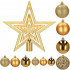 Set globuri si decoratiuni de Craciun, 100 piese, diverse dimensiuni cu stea, auriu [10]