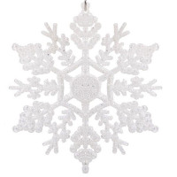 Decoratiune brad fulg de zapada, 13cm, alb cu sclipici Decoratiune brad fulg de zapada, 13cm, alb cu sclipici