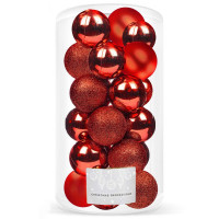 Set globuri de Craciun, 20 bucati, 3 modele, 4cm, rosu Set globuri de Craciun, 20 bucati, 3 modele, 4cm, rosu