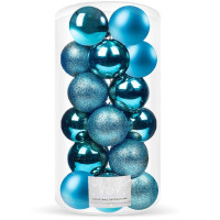 Set globuri de Craciun, 20 bucati, 3 modele, 4cm, albastru Set globuri de Craciun, 20 bucati, 3 modele, 4cm, albastru