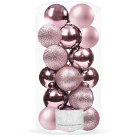 Set globuri de Craciun, 20 bucati, 3 modele, 4cm, roz Set globuri de Craciun, 20 bucati, 3 modele, 4cm, roz