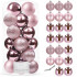 Set globuri de Craciun, 20 bucati, 3 modele, 4cm, roz [8]