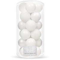 Set globuri de Craciun, 20 bucati, 3 modele, 4cm, alb Set globuri de Craciun, 20 bucati, 3 modele, 4cm, alb