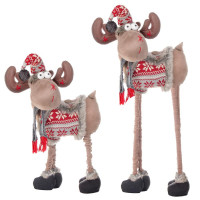 Figurina Craciun, Ren, picioare telescopice, inaltime extensibila 84-124cm