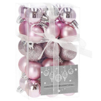 Set globuri de Craciun, 30 bucati, 3 modele, 3cm, roz