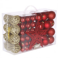 Set globuri de Craciun, 100 bucati, 3-6cm, rosu auriu Set globuri de Craciun, 100 bucati, 3-6cm, rosu auriu