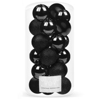 Set globuri de Craciun, 20 bucati, 3 modele, 4cm, negru