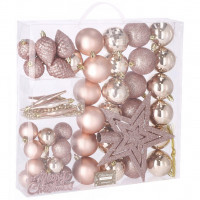 Set globuri si decoratiuni de Craciun, 51 piese, diverse dimensiuni, roz Set globuri si decoratiuni de Craciun, 51 piese, diverse dimensiuni, roz