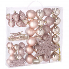 Set globuri si decoratiuni de Craciun, 51 piese, diverse dimensiuni, roz Set globuri si decoratiuni de Craciun, 51 piese, diverse dimensiuni, roz