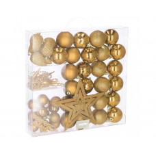 Set globuri si decoratiuni de Craciun, 51 piese, diverse dimensiuni, auriu Set globuri si decoratiuni de Craciun, 51 piese, diverse dimensiuni, auriu