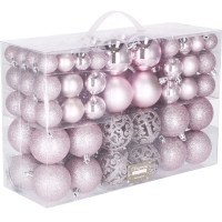 Set globuri de Craciun, 100 bucati, 3-6cm, roz Set globuri de Craciun, 100 bucati, 3-6cm, roz