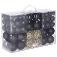 Set globuri de Craciun, 100 bucati, 3-6cm, negru auriu Set globuri de Craciun, 100 bucati, 3-6cm, negru auriu