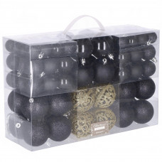 Set globuri de Craciun, 100 bucati, 3-6cm, negru auriu Set globuri de Craciun, 100 bucati, 3-6cm, negru auriu