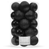 Set globuri de Craciun, 20 bucati, 5 modele, 6cm, negru Set globuri de Craciun, 20 bucati, 5 modele, 6cm, negru