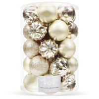 Set globuri de Craciun, 20 bucati, 5 modele, 6cm, auriu Set globuri de Craciun, 20 bucati, 5 modele, 6cm, auriu