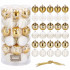 Set globuri de Craciun cu modele de sarbatori, 30 bucati, 5cm, alb auriu [4]