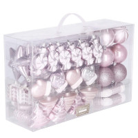 Set globuri si decoratiuni de Craciun, 77 piese, diverse dimensiuni, roz Set globuri si decoratiuni de Craciun, 77 piese, diverse dimensiuni, roz