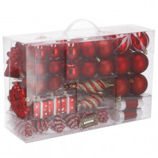 Set globuri si decoratiuni de Craciun, 72 piese, diverse dimensiuni, rosu Set globuri si decoratiuni de Craciun, 72 piese, diverse dimensiuni, rosu
