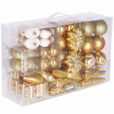 Set globuri si decoratiuni de Craciun, 72 piese, diverse dimensiuni, auriu Set globuri si decoratiuni de Craciun, 72 piese, diverse dimensiuni, auriu