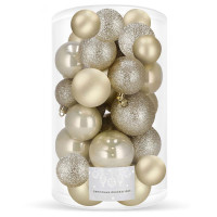 Set globuri de Craciun, 30 bucati, 3 modele, 4/5/6cm, auriu Set globuri de Craciun, 30 bucati, 3 modele, 4/5/6cm, auriu