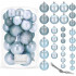 Set globuri de Craciun, 30 bucati, 3 modele, 4/5/6cm, albastru deschis [9]