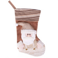 Decoratiune Craciun, soseta pentru cadouri cu Mos Craciun 45cm, maro Decoratiune Craciun, soseta pentru cadouri cu Mos Craciun 45cm, maro