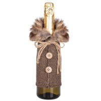 Decoratiune Craciun, pulover cu blanita pentru sticle, 24cm, maro