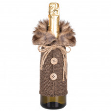 Decoratiune Craciun, pulover cu blanita pentru sticle, 24cm, maro Decoratiune Craciun, pulover cu blanita pentru sticle, 24cm, maro