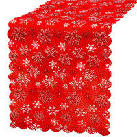 Fata de masa pentru decor, cu motive de Craciun, din stofa, 34x187cm, rosu Fata de masa pentru decor, cu motive de Craciun, din stofa, 34x187cm, rosu