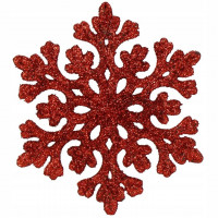 Decoratiune brad fulg de zapada, set 8 bucati, 8cm, rosu