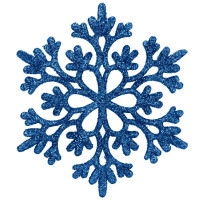 Decoratiune brad fulg de zapada, set 12 bucati, 10cm, albastru