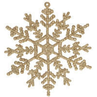 Decoratiune brad fulg de zapada, set 3 bucati, 12cm, auriu