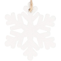 Decoratiune brad fulg de zapada din lemn, set 6 bucati, 4cm, alb