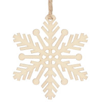 Decoratiune brad fulg de zapada din lemn, set 6 bucati, maro