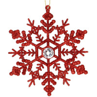 Decoratiune brad fulg de zapada cu cristal, set 2 bucati, 12cm, rosu Decoratiune brad fulg de zapada cu cristal, set 2 bucati, 12cm, rosu