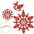 Decoratiune brad fulg de zapada cu cristal, set 2 bucati, 12cm, rosu [2]