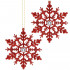 Decoratiune brad fulg de zapada cu cristal, set 2 bucati, 12cm, rosu [4]