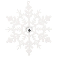 Decoratiune brad fulg de zapada cu cristal, set 2 bucati, 12cm, alb