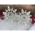 Decoratiune brad fulg de zapada cu cristal, set 2 bucati, 12cm, alb [10]