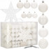 Set globuri si decoratiuni de Craciun, 100 piese, diverse dimensiuni cu stea, alb [7]