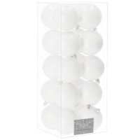 Set globuri de Craciun, 20 bucati, 8cm, alb mat