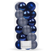 Set globuri de Craciun, 20 bucati, 3 modele, 4cm, albastru marin Set globuri de Craciun, 20 bucati, 3 modele, 4cm, albastru marin