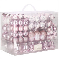 Set globuri si decoratiuni de Craciun, 155 piese, diverse dimensiuni, roz Set globuri si decoratiuni de Craciun, 155 piese, diverse dimensiuni, roz