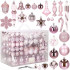 Set globuri si decoratiuni de Craciun, 155 piese, diverse dimensiuni, roz [5]