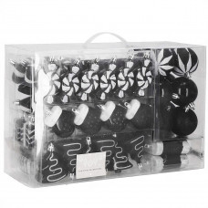 Set globuri si decoratiuni de Craciun, 77 piese, diverse dimensiuni, negru