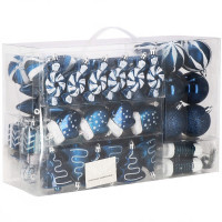 Set globuri si decoratiuni de Craciun, 77 piese, diverse dimensiuni, albastru inchis Set globuri si decoratiuni de Craciun, 77 piese, diverse dimensiuni, albastru inchis