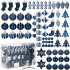 Set globuri si decoratiuni de Craciun, 77 piese, diverse dimensiuni, albastru inchis [14]